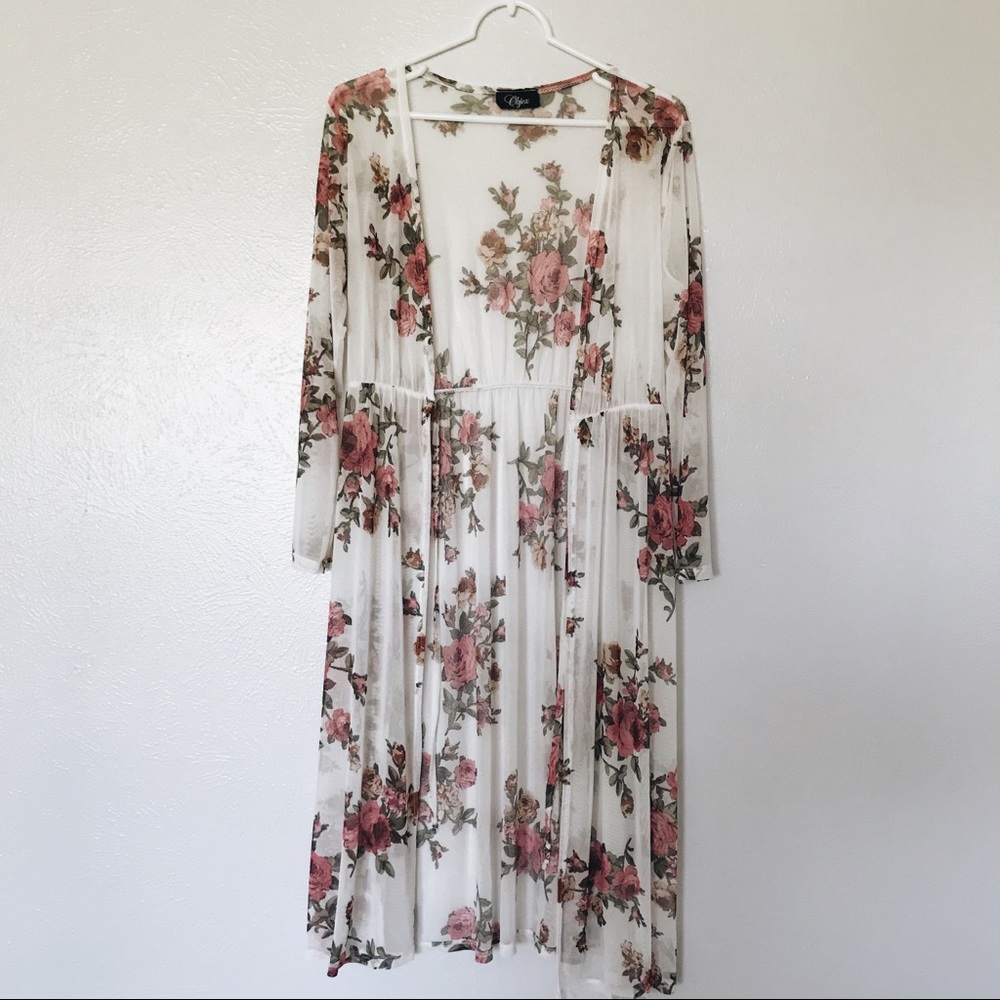Sheer floral duster